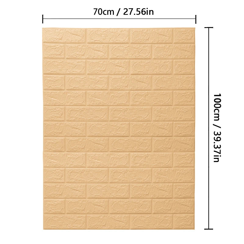 70cm*1m  3D Brick Pattern Wall Panels Wallpaper DIY Waterproof for Living Room Bedroom Kitchen Background Wall Decoration