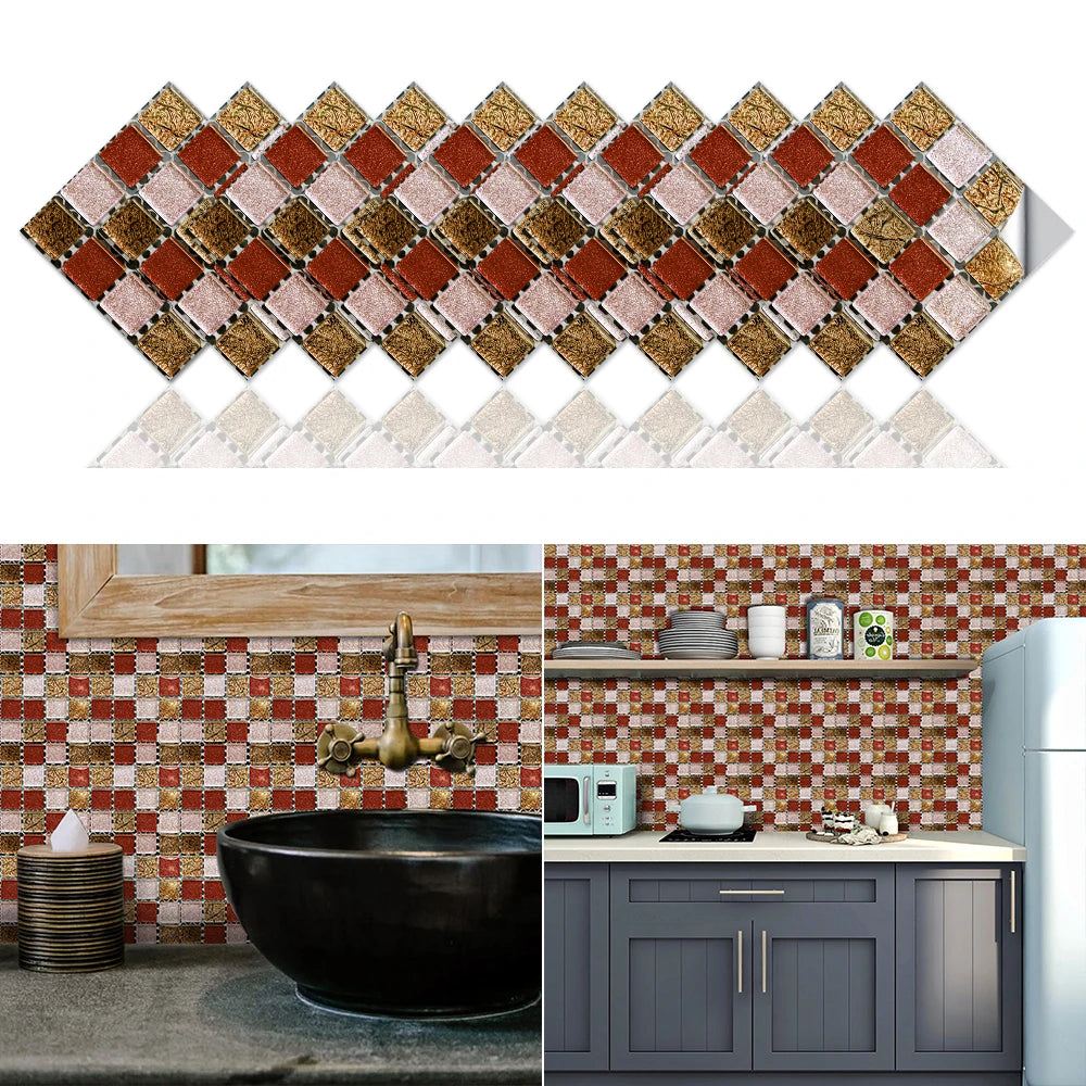 10 Miếng Dán Gạch Mosaic Bếp Và Phòng Tắm Chống Nước