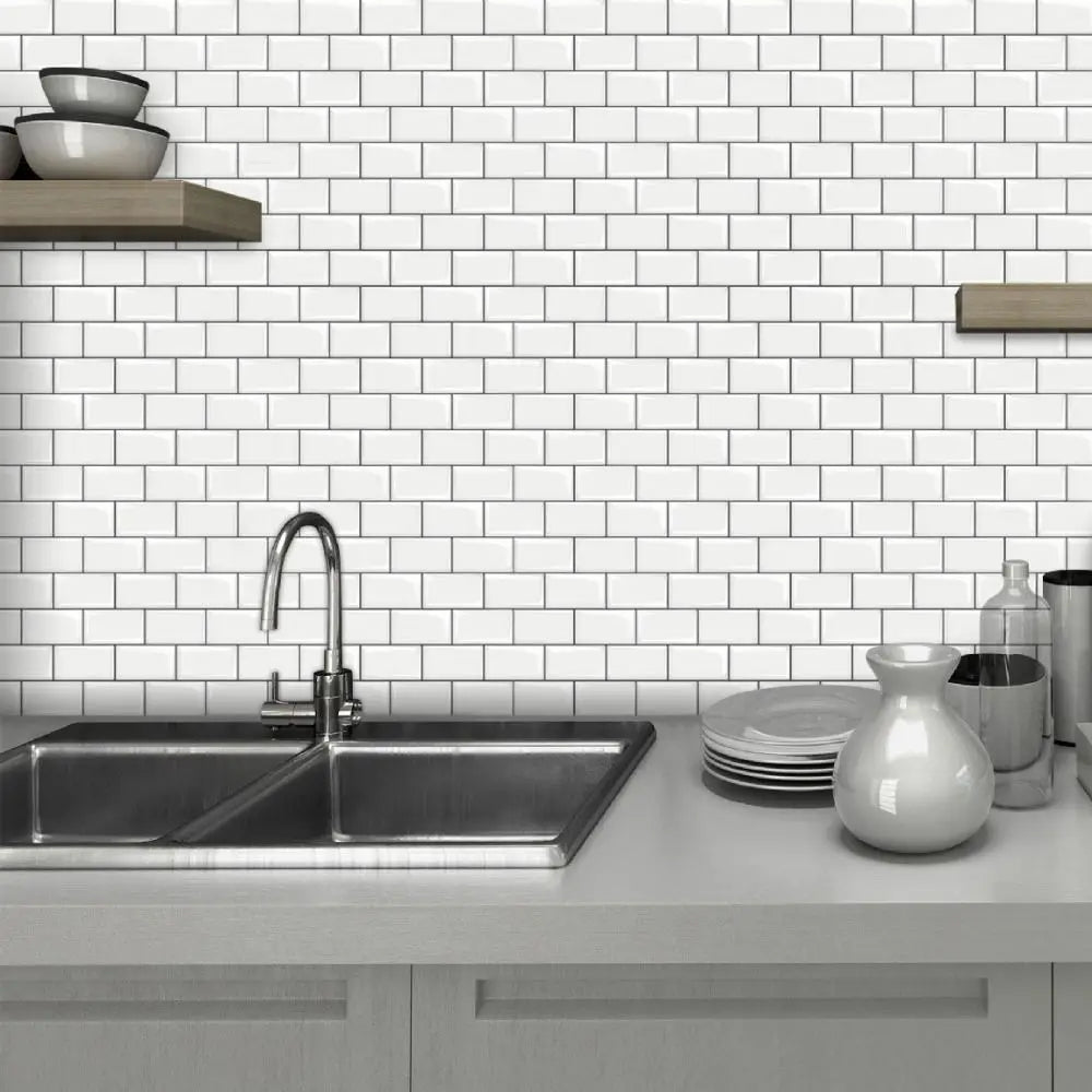 Dán Tường Phòng Bếp PVC 30x30cm Trắng Trang Trí Đẹp Mắt