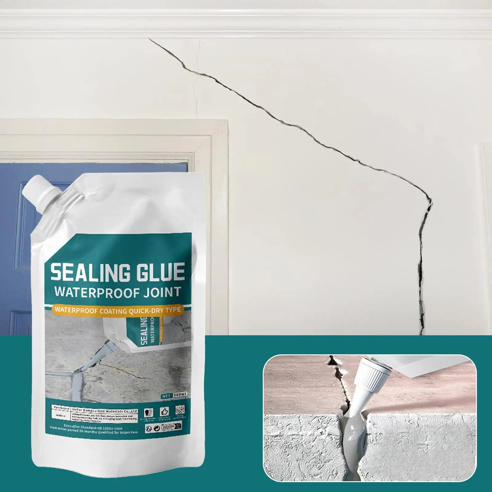 500ML  Waterproof Crack Filler | Fast-Dry Self-Leveling Concrete Repair | For Walls/Roofs/Floors | Outdoor Tile Sealant