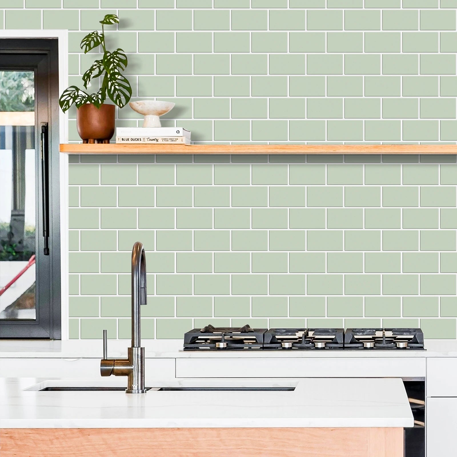 5pcs Subway Design Wall Tile Sticker Peel and Stick Thicker Backsplash 3DWallpaper Stick on Wall for Kitchen RV Room Decor