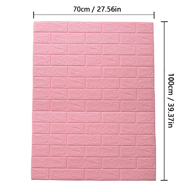 70cm*1m  3D Brick Pattern Wall Panels Wallpaper DIY Waterproof for Living Room Bedroom Kitchen Background Wall Decoration