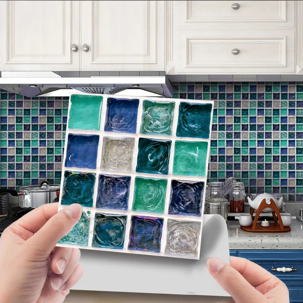 Bộ 10 Miếng Gạch Mosaic 3D Dán Tường Chống Thấm Phòng Tắm