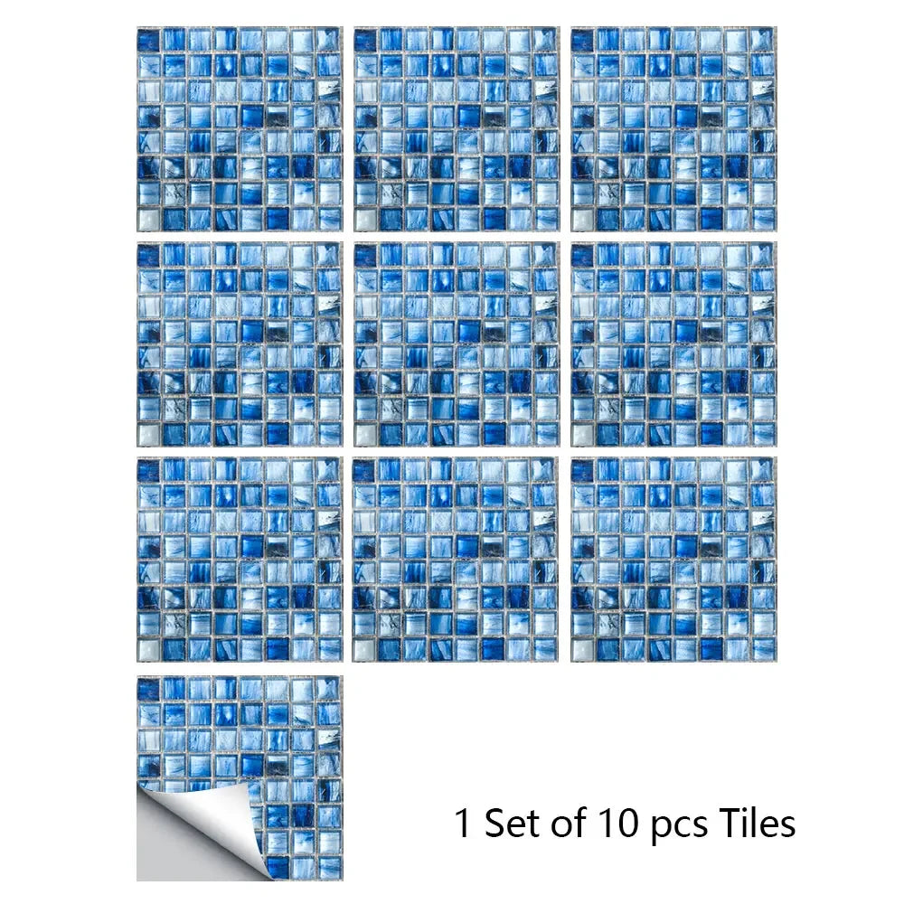 10 Miếng Dán Gạch Mosaic Tím Dán Dính 2D Cho Bếp Phòng Tắm
