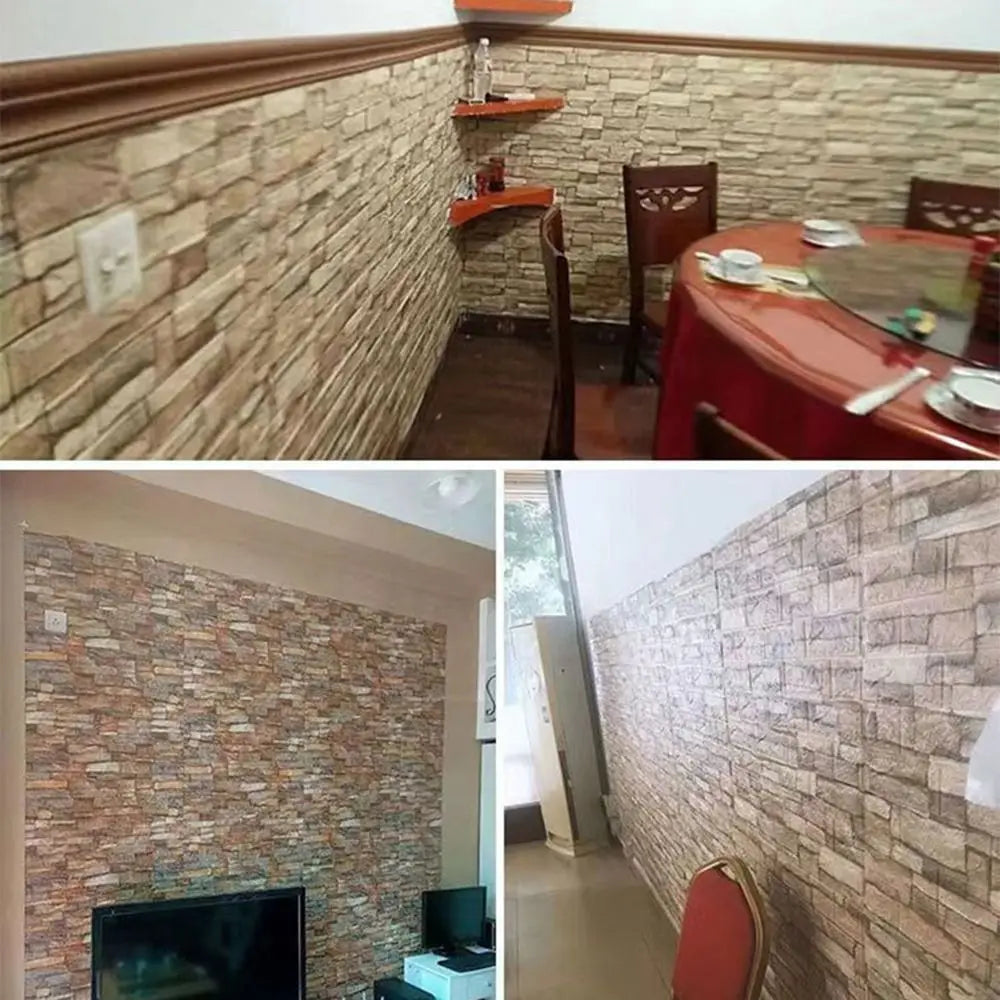 Waterproof 3D Imitation Brick Wall Stickers DIY Peel and Stick Decorative Stickers 35*38.5CM Moisture-proof Background Wallpaper