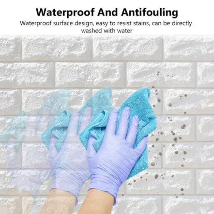 10M 3D Self-Adhesive Brick Pattern Wall Panels Wallpaper DIY Waterproof for Living Room Bedroom Kitchen Background Wall Decor