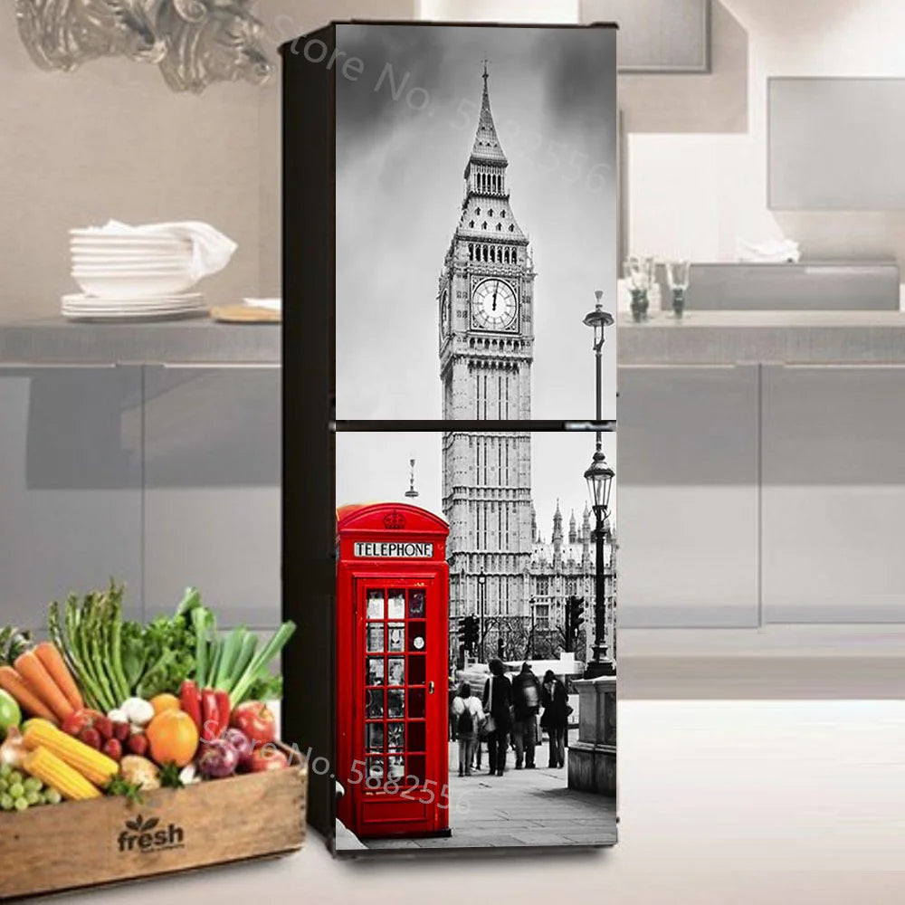 28 Styles For Choice Wood Grain Retro Refrigerator Sticker Peel & Stick Waterproof Double Door Freezer Cupboard Decor Art Mural