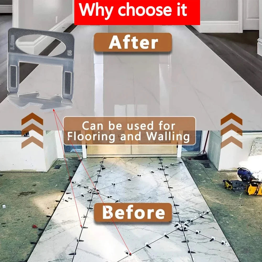 25-1200PCS Floor Tile Leveling System Clips Spacers Straps Tile Piler Wadge Ceramic Tile Laying Leveling Construction Tools