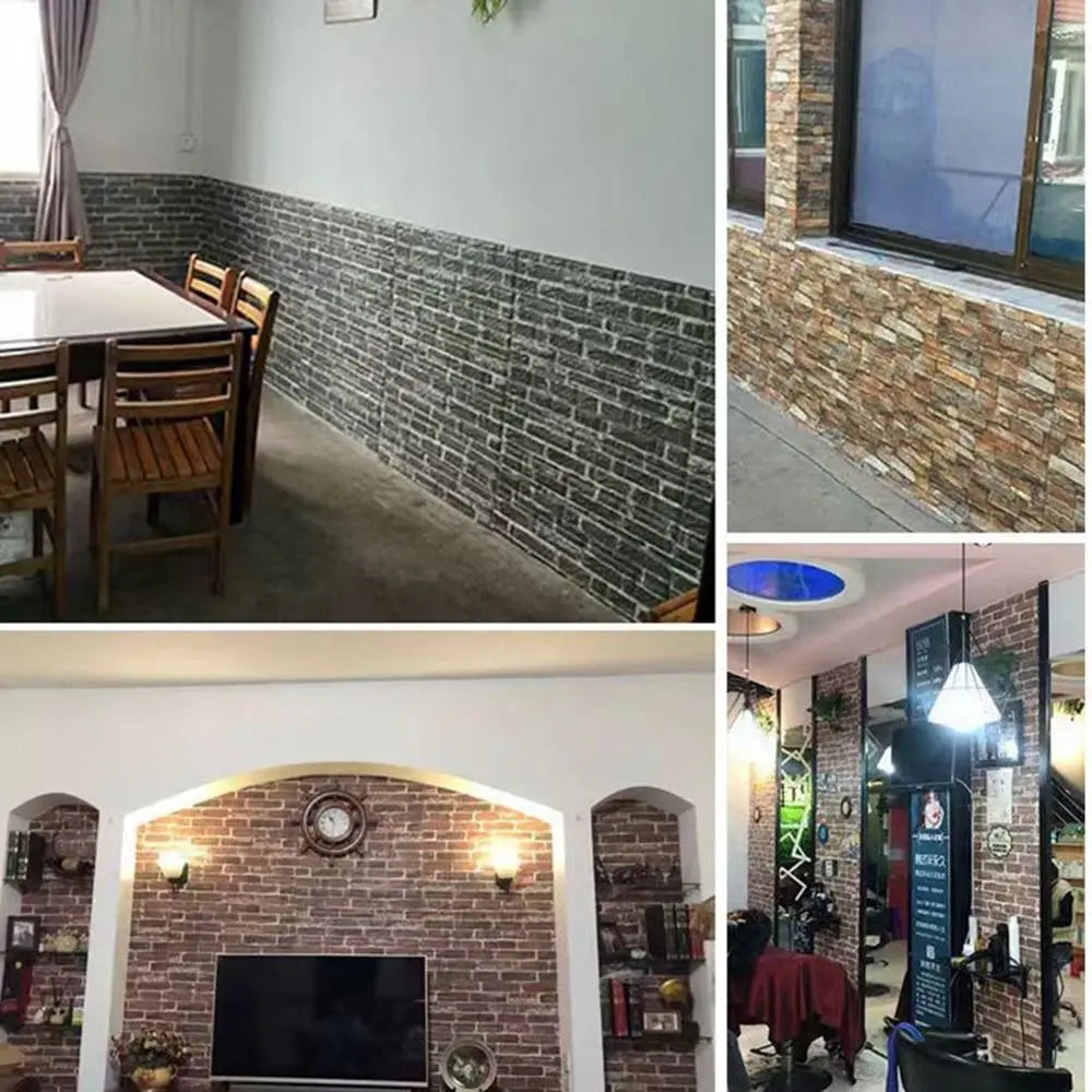 Waterproof 3D Imitation Brick Wall Stickers DIY Peel and Stick Self-adhesive Wallpaper Panel Retro Moisture-proof