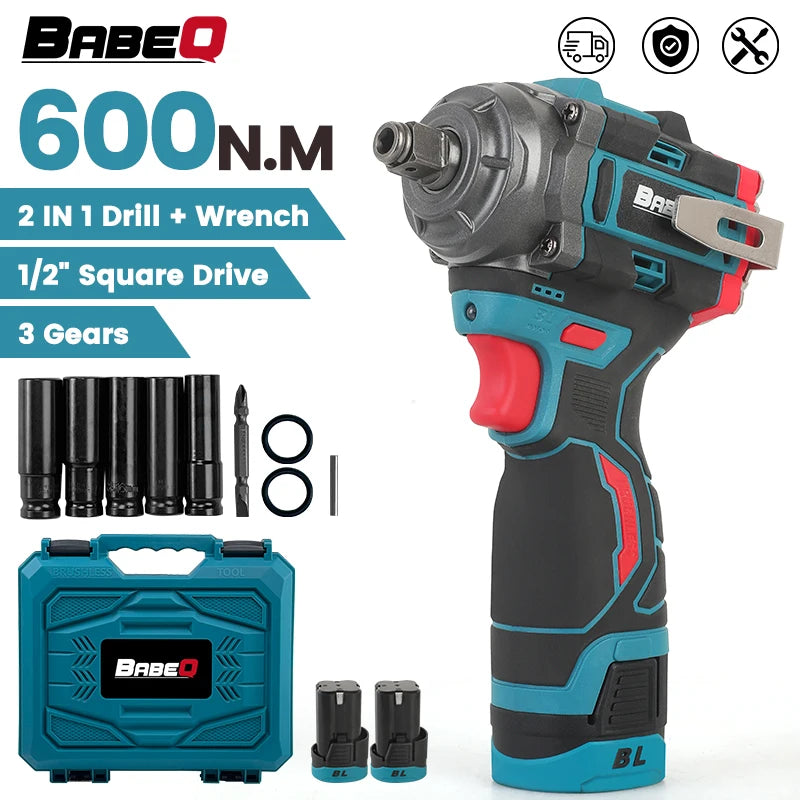 Máy Vặn Va Đập Không Chổi Than 600 Nm 2In1 Không Dây