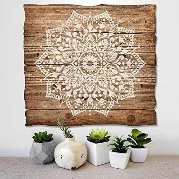 Khuon Mandala DIY 50x50 Cm Cho Ve Stencil Tren Go Vai Tuong