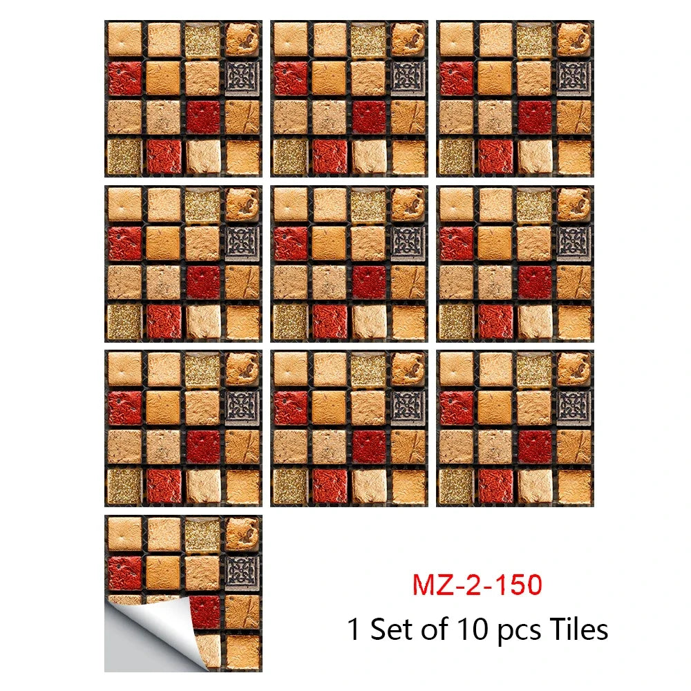 10 Miếng Dán Gạch Mosaic Tím Dán Dính 2D Cho Bếp Phòng Tắm