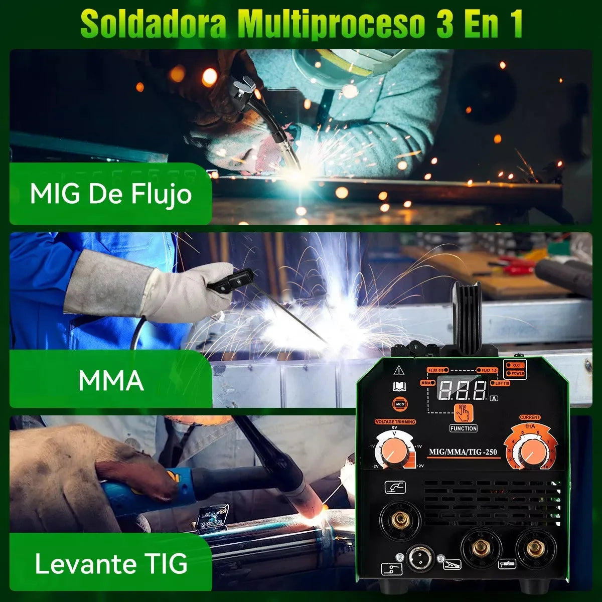 Máy Hàn 3 Trong 1 MMA MIG TIG Semi Tự Động 220V Không Khí