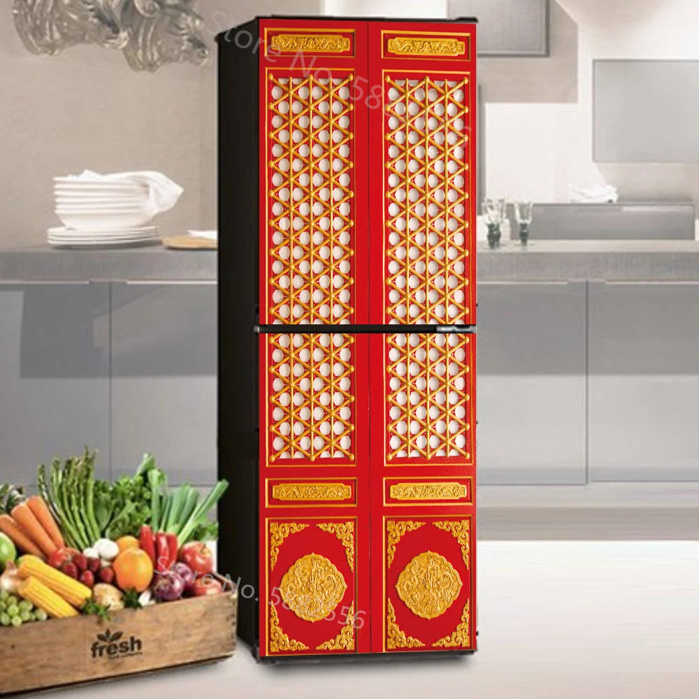 28 Styles For Choice Wood Grain Retro Refrigerator Sticker Peel & Stick Waterproof Double Door Freezer Cupboard Decor Art Mural