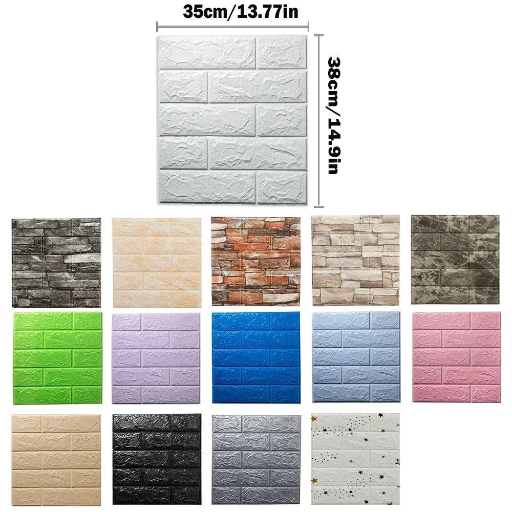 8/20pcs Foam 3D Brick Wall Stickers Adhesive Panel Home Decor Living Room Bedroom House Decoration Bathroom Waterproof Wallpaper