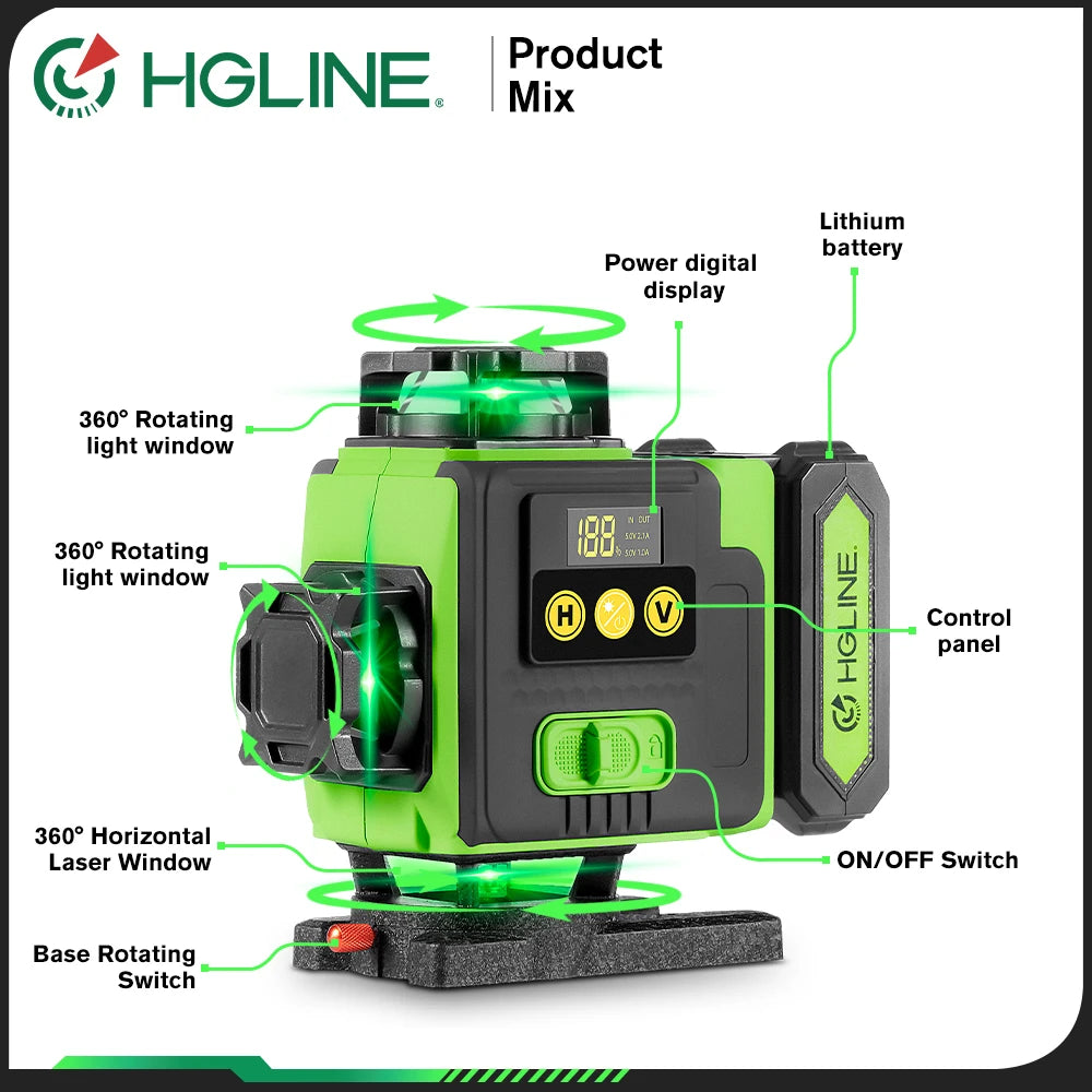 HGLINE May Can Laser 16 Dong 4D Dieu Kien 360Xanh 6000mAh