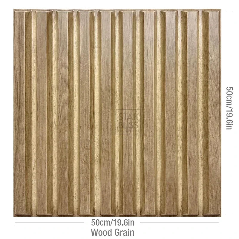 12 piece 50cm / 3m² Shiny gold 3D wall decor Wood grain slatted wall panel 3D groove texture panel tile wall sticker waterproof