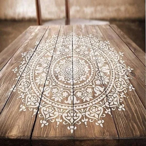 Khuon Mandala DIY 50x50 Cm Cho Ve Stencil Tren Go Vai Tuong