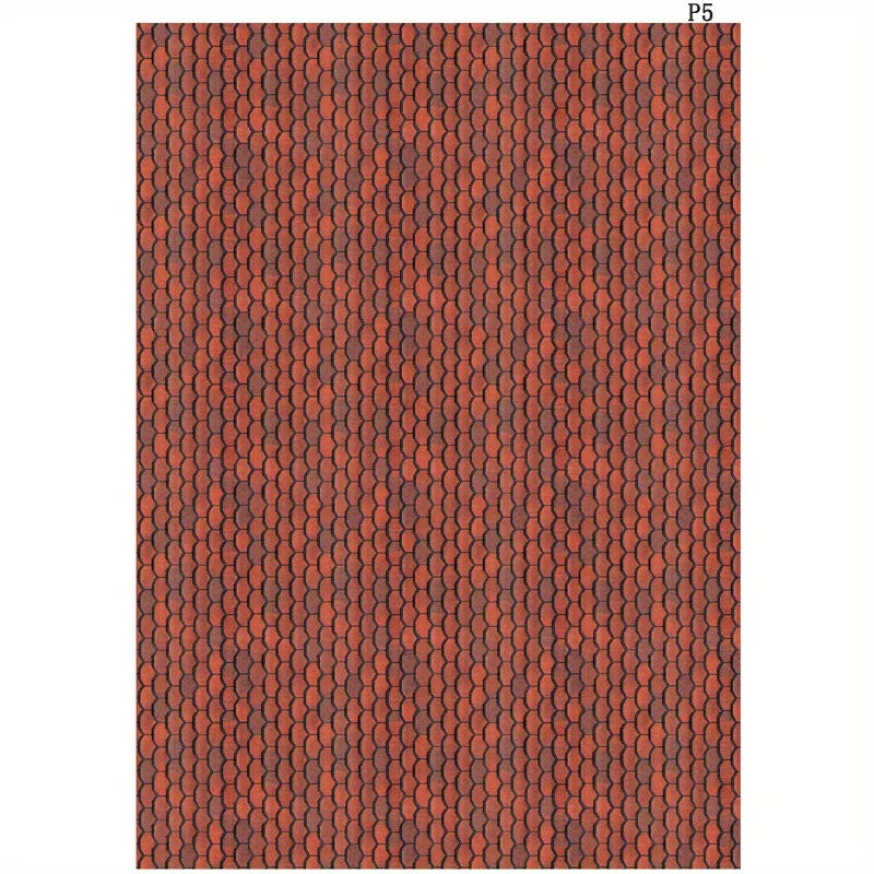 1sheet Self-Adhesive Decorative Film Roof Tiles for Model, 1:12 Miniature Roof Tiles Paper, Film Roof Tiles for Model Making