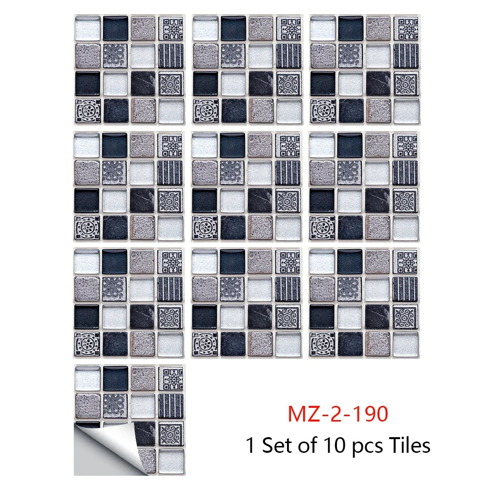 10 Miếng Dán Gạch Mosaic Tím Dán Dính 2D Cho Bếp Phòng Tắm