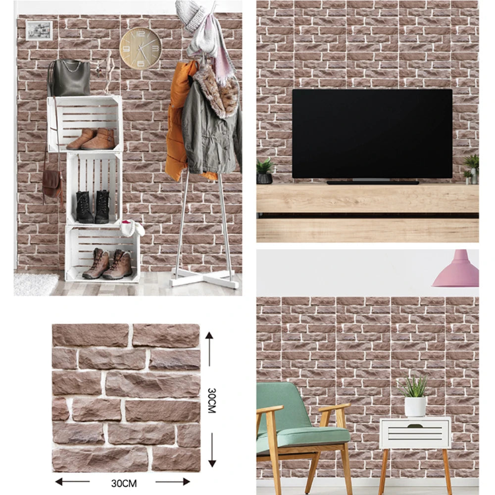 Self Adhesive Tile Wall Sticker Home Decor 3D PVC Brick Sticker Wall Decor For Kitchen Cupboard Bathroom Waterproof Wallpaper