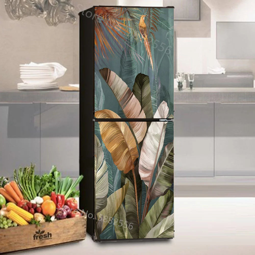 28 Styles For Choice Wood Grain Retro Refrigerator Sticker Peel & Stick Waterproof Double Door Freezer Cupboard Decor Art Mural