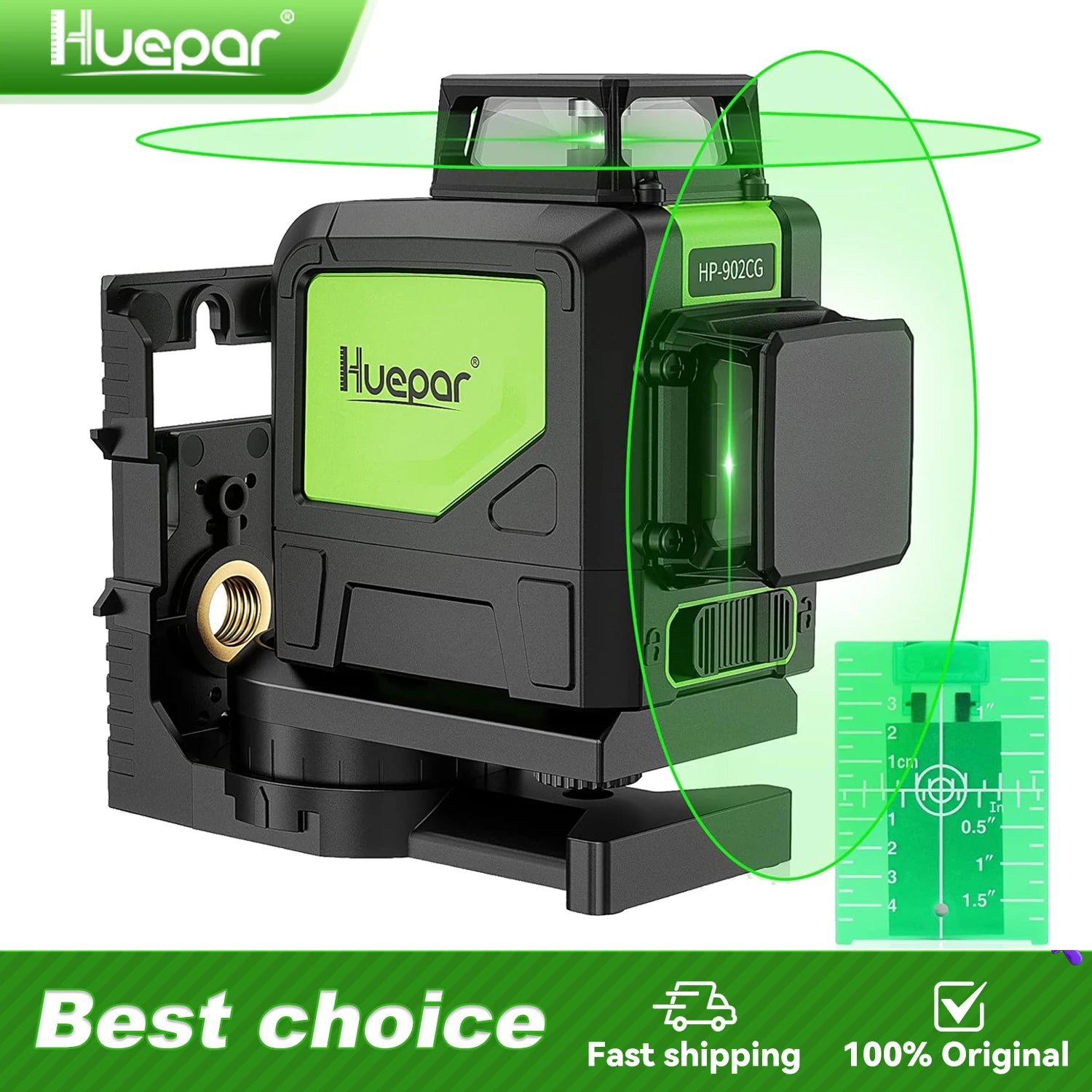 Huepar 902CG Laser Cross 2x360 Tự Cân Xanh Pulse Và Giá Đỡ