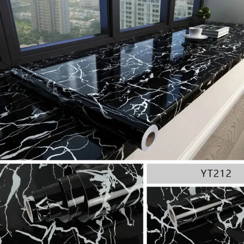 Modern Waterproof Marble Wallpaper Self Adhesive Foil Mould Proof Stickers for Kitchen High Temperature Resistant Wall Decor