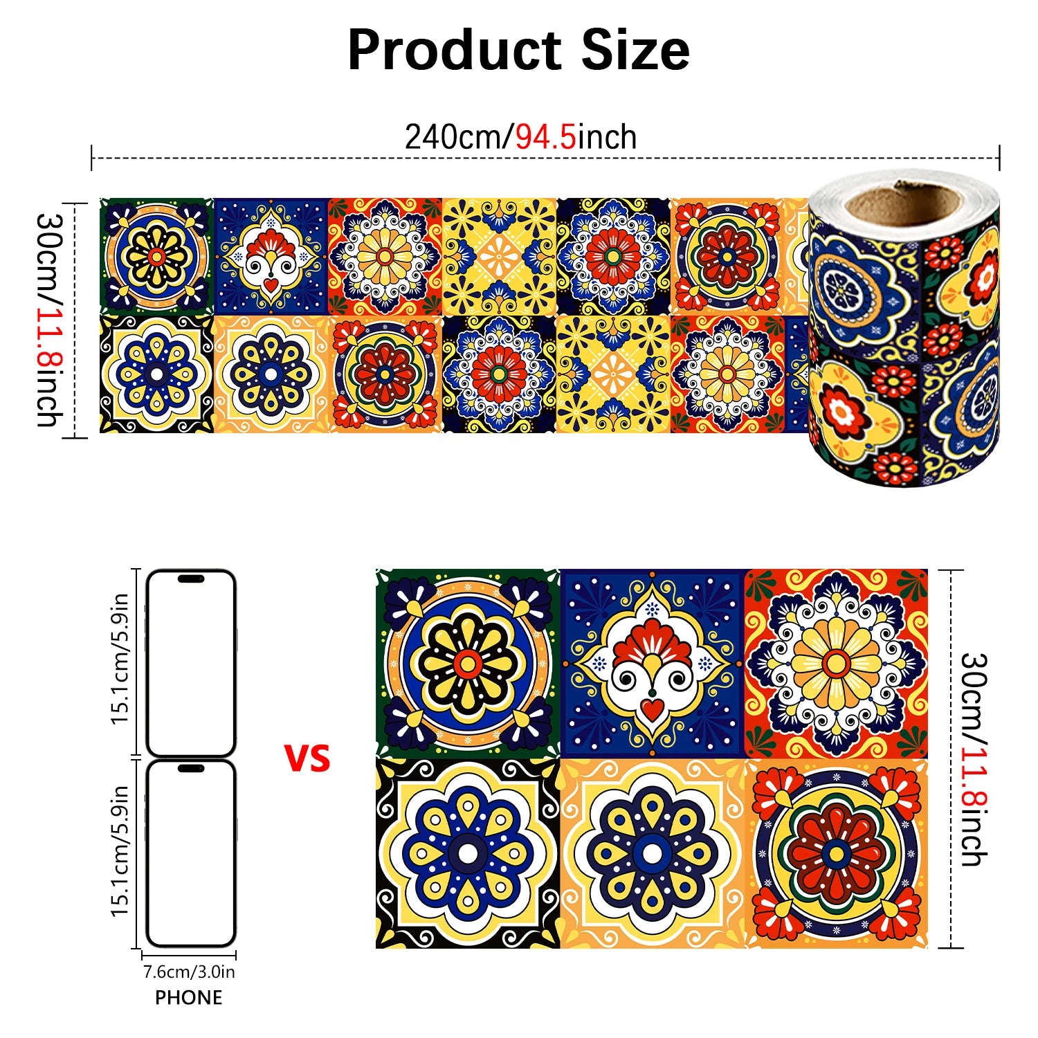 Dán Tường Gạch Men Mandala Màu Chống Thấm Bếp Phòng Tắm