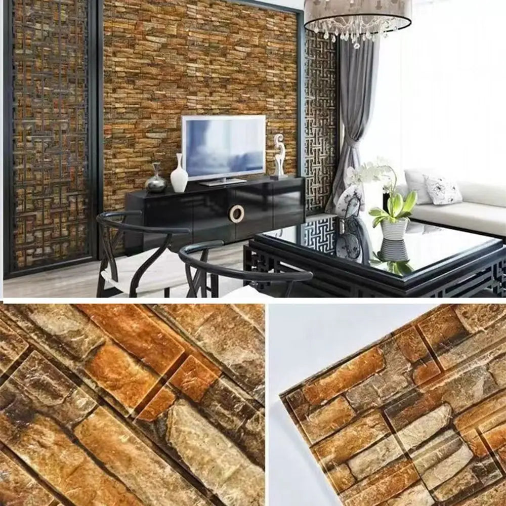 Waterproof 3D Imitation Brick Wall Stickers DIY Peel and Stick Decorative Stickers 35*38.5CM Moisture-proof Background Wallpaper