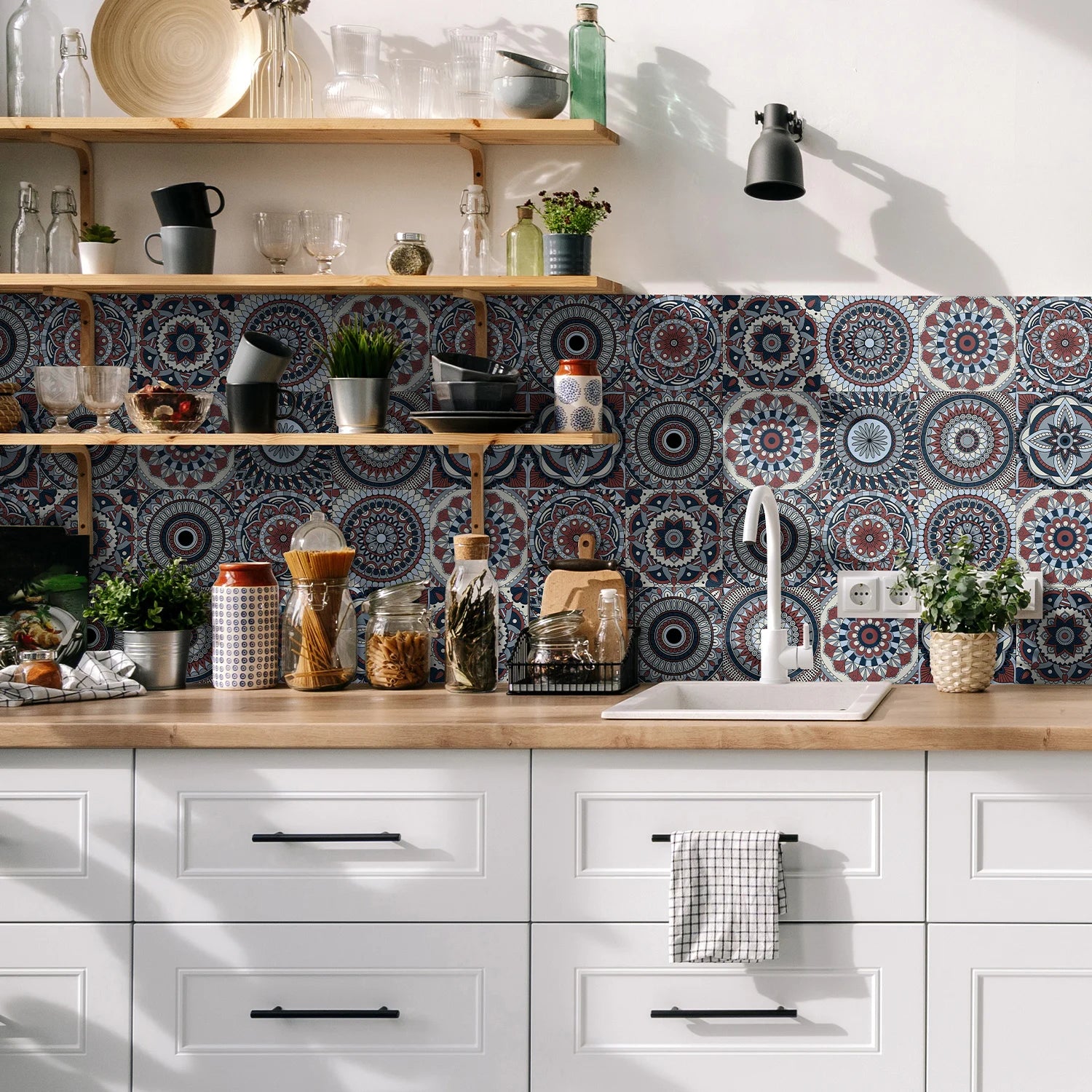 24pcs Art Tile Self-adhesive 3D Wall Sticker Kitchen Wallpaper  For Living Room Bathroom Decoration Murals Waterproof Decals