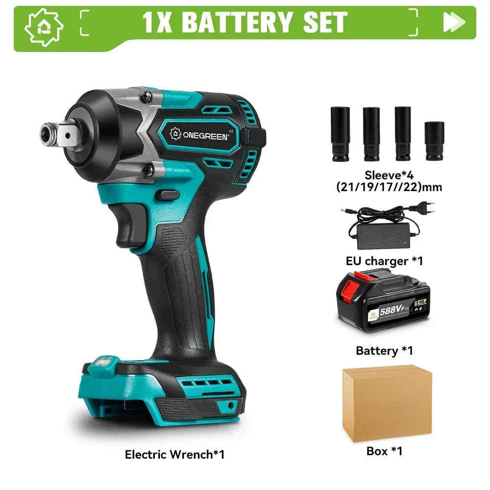 ONEGREEN Cờ Lê Đập Điện Không Dây 1/2 Inch 1000 Nm Brushless