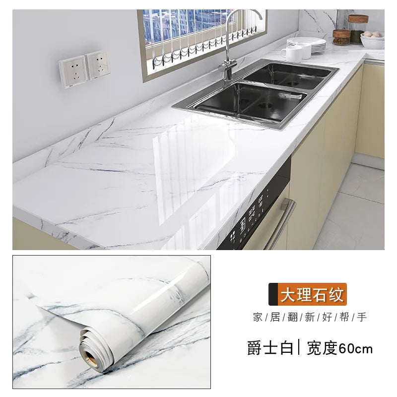 Giay Dan Tuong Marble PVC Dinh 60cm Phong Tam Bep Mat Ban