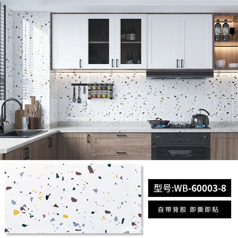 Nẹp Tường Nhôm Tự Dán 30x60cm Vân Đá Gỗ Chống Thấm