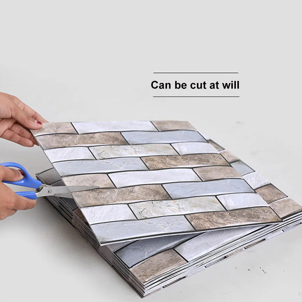Self Adhesive Tile Wall Sticker Home Decor 3D PVC Brick Sticker Wall Decor For Kitchen Cupboard Bathroom Waterproof Wallpaper