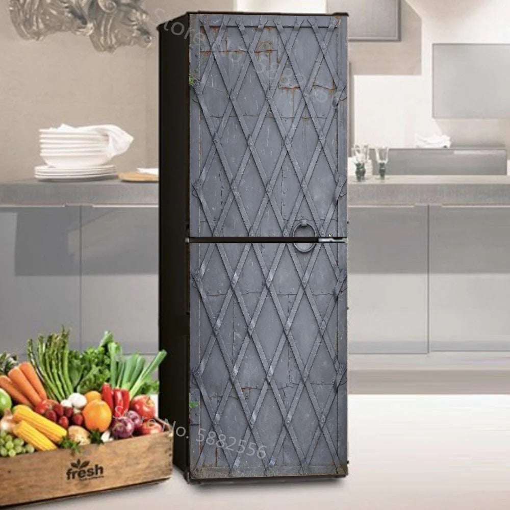 28 Styles For Choice Wood Grain Retro Refrigerator Sticker Peel & Stick Waterproof Double Door Freezer Cupboard Decor Art Mural