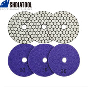 SHDIATOOL 6pcs/set Diamond Polishing Pads Resin Bond Flexible Dia 4"/100mm Grit #30 Dry Sanding Disc For Granite Marble Ceramic