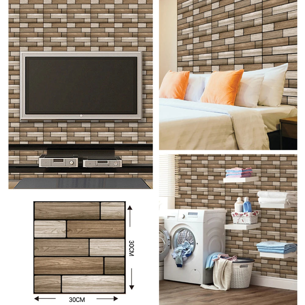 Self Adhesive Tile Wall Sticker Home Decor 3D PVC Brick Sticker Wall Decor For Kitchen Cupboard Bathroom Waterproof Wallpaper