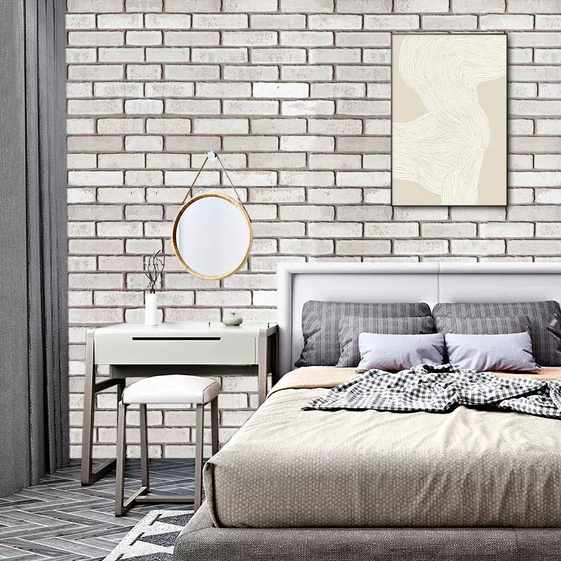 Waterproof Brick Texture Wall Panels, Retro Self-Adhesive Wallpaper for Kitchen Bathroom Cafe Peel & Stick Wall Covering