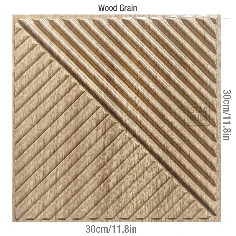 30x30cm 3D wall sticker decorative ceiling living room Wood grain wallpaper waterproof 3D Wall panel mold bathroom kitchen Hotel