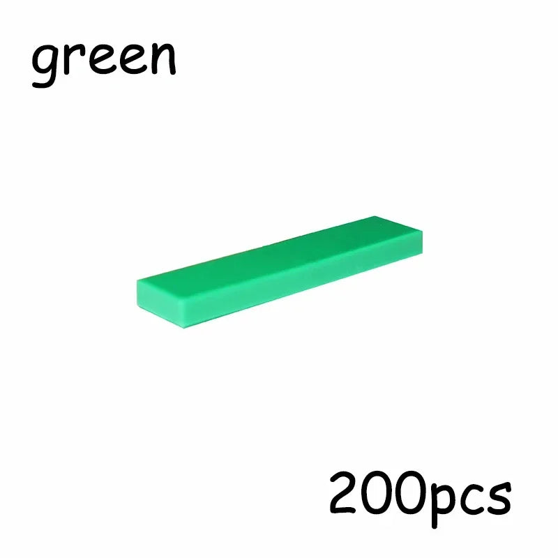 200PCS Size 1x4 Bricks Flat Tile MOC Assemble Particles 2431 Smooth 1*4 Building Blocks DIY Educational Creative Toy for Kids