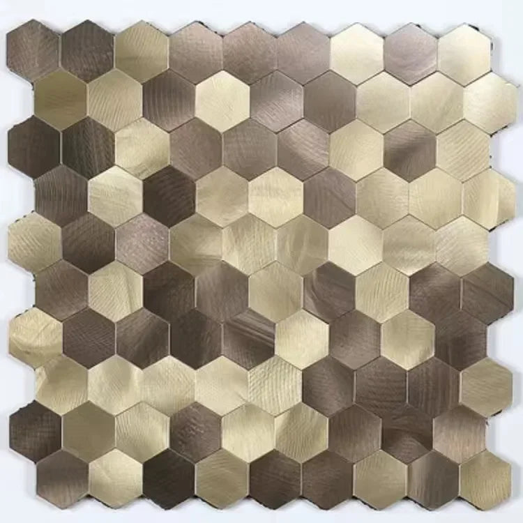 Gạch Ốp Mosaic Lục Giác Dán Dính Kim Loại Chống Thấm Bếp