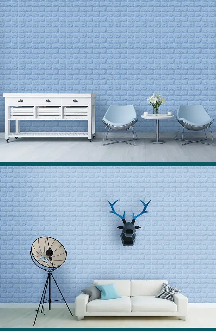 Foam 3D Self adhesive Wall Stickers Imitation Brick Waterproof Wallpaper for Living Room Kitchen TV Backdrop Bedroom Decoration