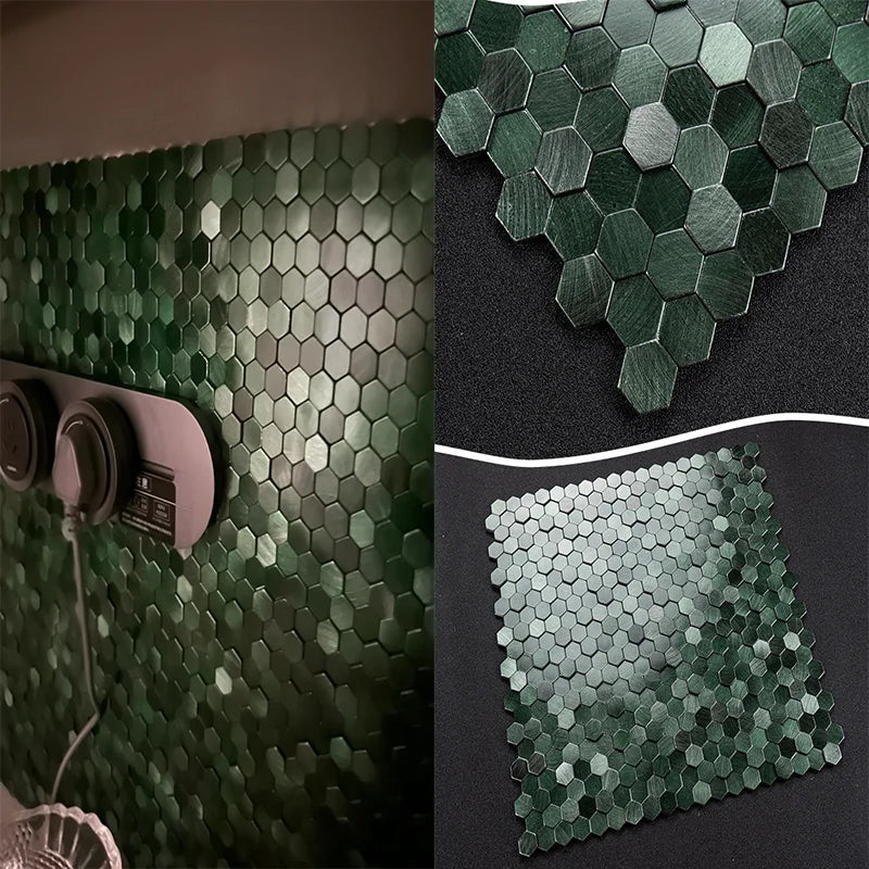 Dán Tường Mosaic Gạch Lục Giác Nhôm Nhựa Tự Dính Chịu Ẩm