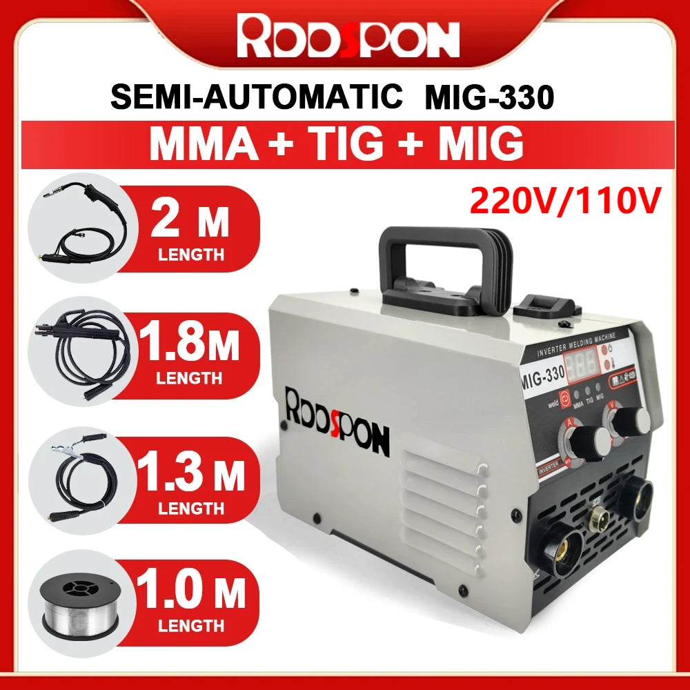 Máy Hàn 3 Trong 1 MIG TIG ARC Hiển Thị LED Cấp Dây Tự Động 330A