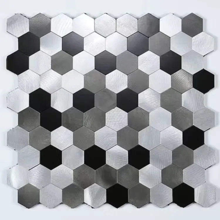 Gạch Ốp Mosaic Lục Giác Dán Dính Kim Loại Chống Thấm Bếp