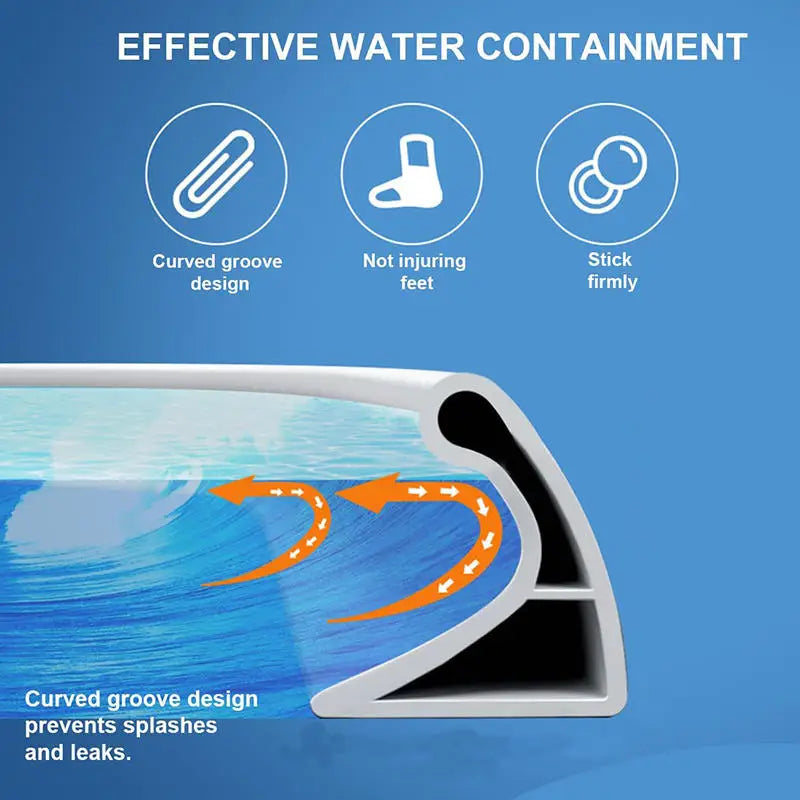 Water Waterstop Strip Barrier Bathroom Kitchen Floor Retaining Waterproof Barrier Bendable Countertop Water Blocking Strip