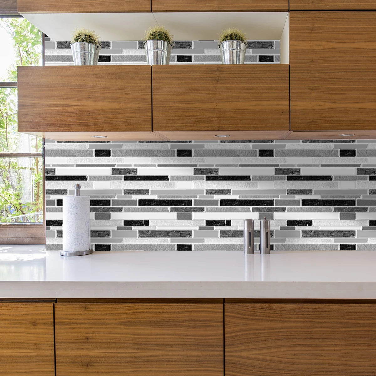 10 Sheets Kitchen & Bathroom Wall Stickers 3D Wall Tiles Peel and Stick Vinyl Wallpaper Modern Home Decor