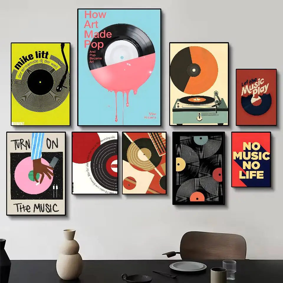 Poster Vinyl Retro Mid Century Dán Tường Tự Dính Chống Nước