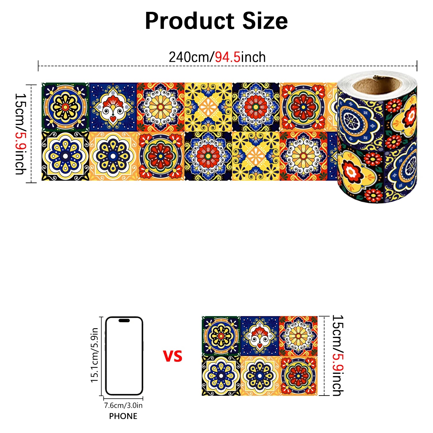 Dán Tường Gạch Men Mandala Màu Chống Thấm Bếp Phòng Tắm